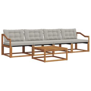 vidaXL Zunanja garnitura za sedenje 5 pcs Naravna in svetlo siva