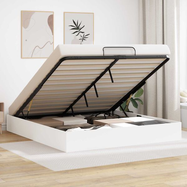 vidaXL Ottomanska postelja Bela 193 x 120 x 25 cm Iverna plo&scaron;ča