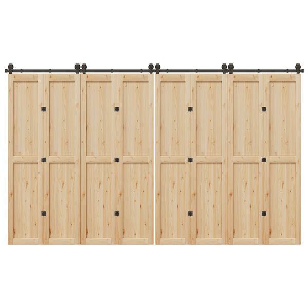 vidaXL Komplet opreme za drsna vrata 366 cm jeklo črne barve