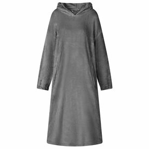 vidaXL Odeja s kapuco Temno siva S Flanel