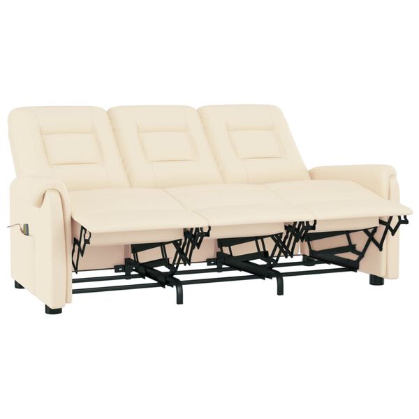 vidaXL Masažni trosed krem umetno usnje