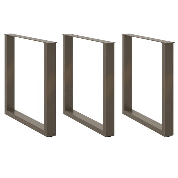 vidaXL Noge za jedilno mizo v obliki črke U, 3 kosi, naravno jeklo, 90 x (72-73) cm, jeklo