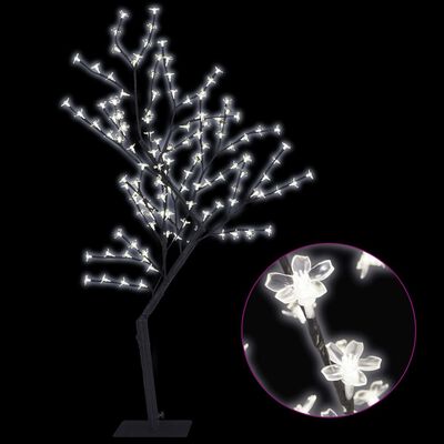 vidaXL Božično drevesce s 128 LED lučkami beli češnjevi cvetovi 120 cm