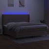 vidaXL Box spring postelja z vzmetnico LED taupe 200x200 cm blago