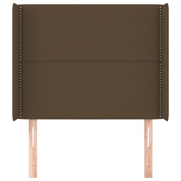 vidaXL Vzglavje z u&scaron;esi temno rjavo 103x16x118/128 cm blago
