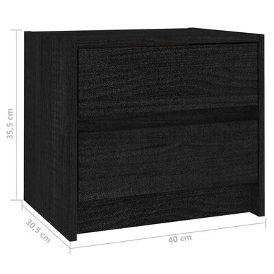 vidaXL Nočna omarica 2 kosa črna 40x30,5x35,5 cm trdna borovina