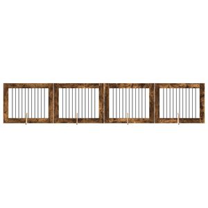 vidaXL Vrata za pse z stojali 4 pcs Dimljen hrast 100 x 80 cm