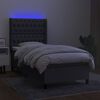 vidaXL Box spring postelja z vzmetnico LED temno siva 100x200 cm blago