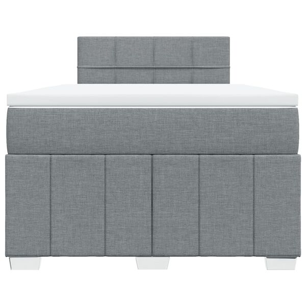vidaXL Boxspring postelja z vzmetnico svetlo siva 120x190 cm blago