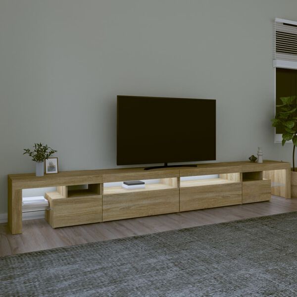 vidaXL TV omarica z LED lučkami sonoma hrast 290x36,5x40 cm