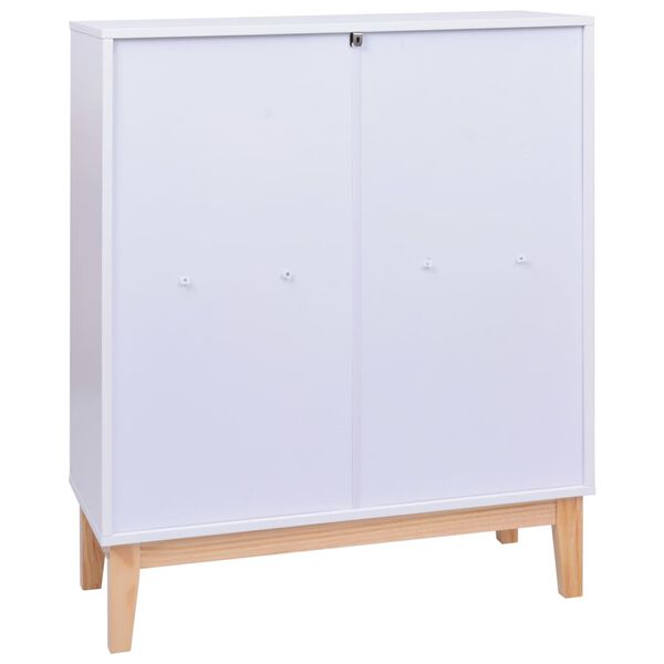 vidaXL Komoda bela 80x35x100 cm iz mediapana in ratan