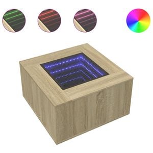 vidaXL Klubska mizica LED sonoma hrast 60x60x40 cm inženirski les