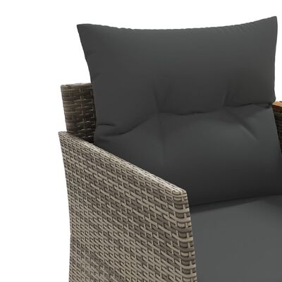 vidaXL Vrtni kavč dvosed s stolčki siv poli ratan