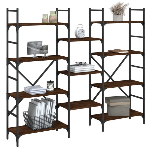 vidaXL Knjižna polica rjavi hrast 160x28,5x136,5 cm inženirski les