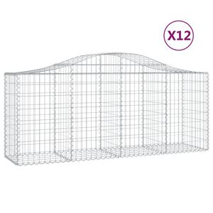 vidaXL Obokane gabion ko&scaron;are 12 kosov 200x50x80/100 cm cinkano železo