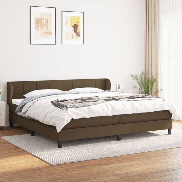 vidaXL Box spring postelja z vzmetnico temno rjav 200x200 cm blago