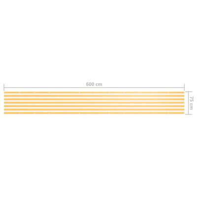 vidaXL Balkonsko platno belo in rumeno 75x600 cm oksford blago