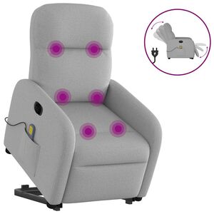 vidaXL Električni masažni naslanjač s funkcijo vstajanja siv blago