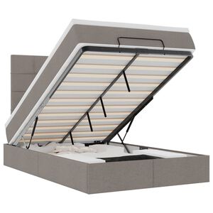 vidaXL Otomanska postelja z vzmetnico & LEDs taupe 120x190 cm blago