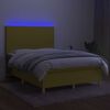 vidaXL Box spring postelja z vzmetnico LED zelena 140x190 cm blago
