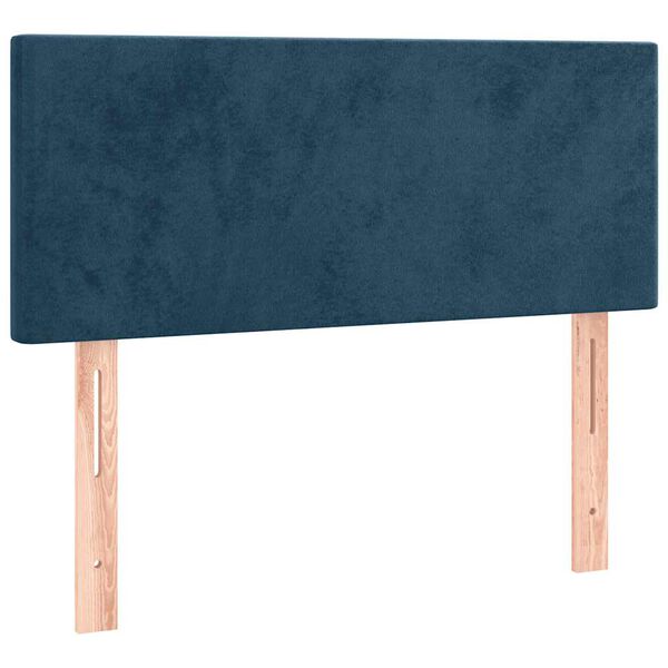 vidaXL LED posteljno vzglavje temno modro 100x5x78/88 cm žamet