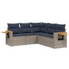 vidaXL Vrtna sedežna garnitura 5-delna z blazinami siv poli ratan