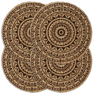 vidaXL Pogrinjki 4 kosi temno rjavi 38 cm okrogli iz jute