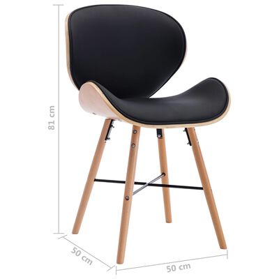 vidaXL Jedilni stoli 4 kosi črno umetno usnje in ukrivljen les
