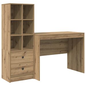 vidaXL Miza Umetni hrast 145.5 x 50 x 127 cm 2 kos