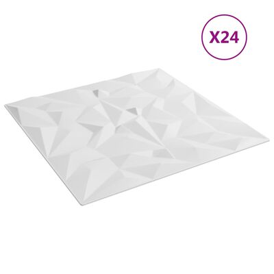 vidaXL Stenski paneli 24 kosov beli 50x50 cm XPS 6 m² ametist
