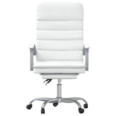 vidaXL Masažni pisarniški stol belo umetno usnje