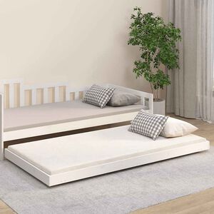 vidaXL Posteljni okvir brez vzmetnice bel 100x200 cm trdna borovina