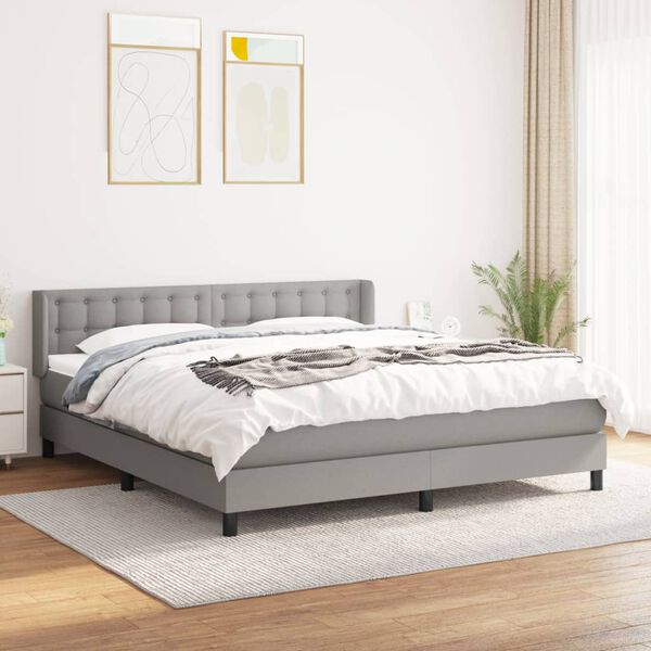 vidaXL Box spring postelja z vzmetnico svetlo siva 180x200 cm blago