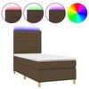 vidaXL Box spring postelja z vzmetnico LED temno rjava 80x200 cm blago