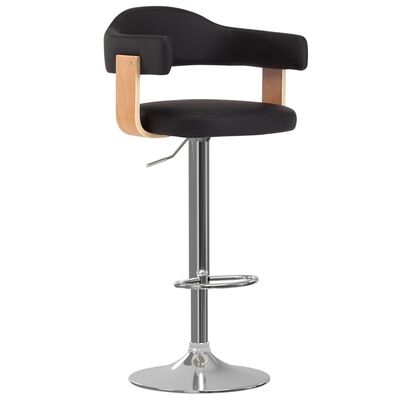 vidaXL Barski stolčki 2 kosa črn ukrivljen les in umetno usnje