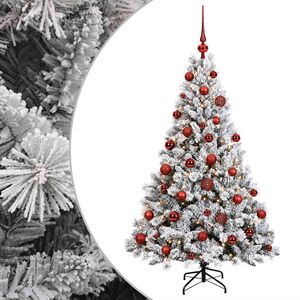 vidaXL Umjetno božično drevo z okrasnimi kroglami 120 cm 150 LED