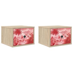 vidaXL Stenska nočna omarica AACHEN 2 kos Sonoma hrast 36 x 33 x 25 cm