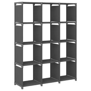 vidaXL Regal z 12 kockastimi policami siv 103x30x141 cm blago