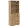 vidaXL Visok predalnik 2 kos Umetni hrast 69,5 x 32,5 x 180 cm