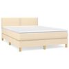 vidaXL Box spring postelja z vzmetnico krem 140x200 cm blago