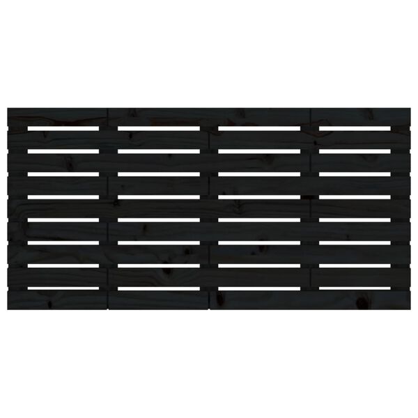 vidaXL Stensko posteljno vzglavje črno 126x3x63 cm trdna borovina