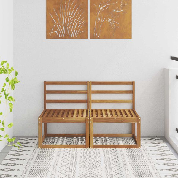 vidaXL 2 Kos Srednji zunanji kavč Masiven les akacije Naravna