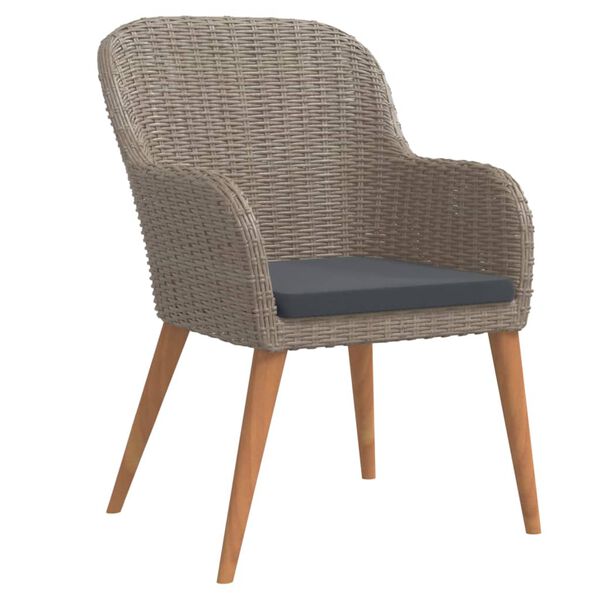 vidaXL Vrtna jedilna garnitura 9-delna z blazinami rjav