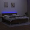 vidaXL Box spring postelja z vzmetnico LED temno rjava 160x200cm blago
