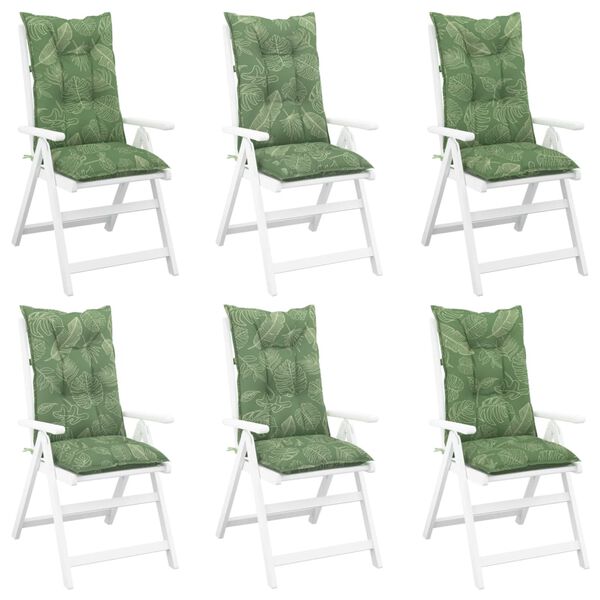 vidaXL Blazine za vrtne stole 6 kosov vzorec listov 120x50x7 cm blago