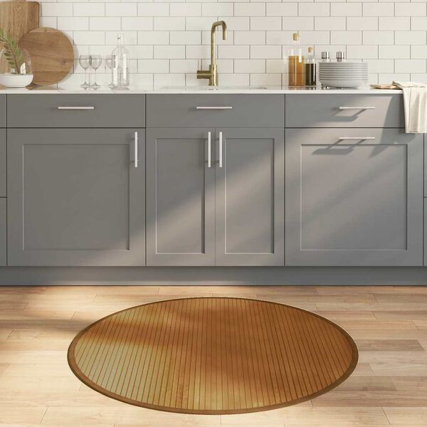 vidaXL Preproga okrogla rjava 100 cm bambus