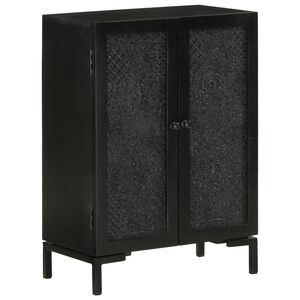 vidaXL Komoda črna 55x30x77 cm trden mangov les in železo