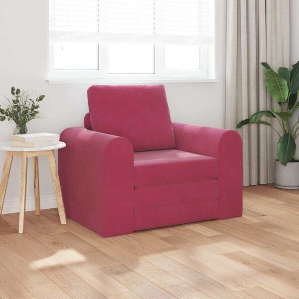 vidaXL Sofa postelja Vinorodna rdeča 98 x 71 x 83 cm Žamet