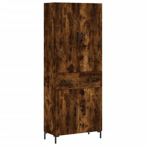 vidaXL Visoka komoda dimljen hrast 69,5x34x180 cm inženirski les