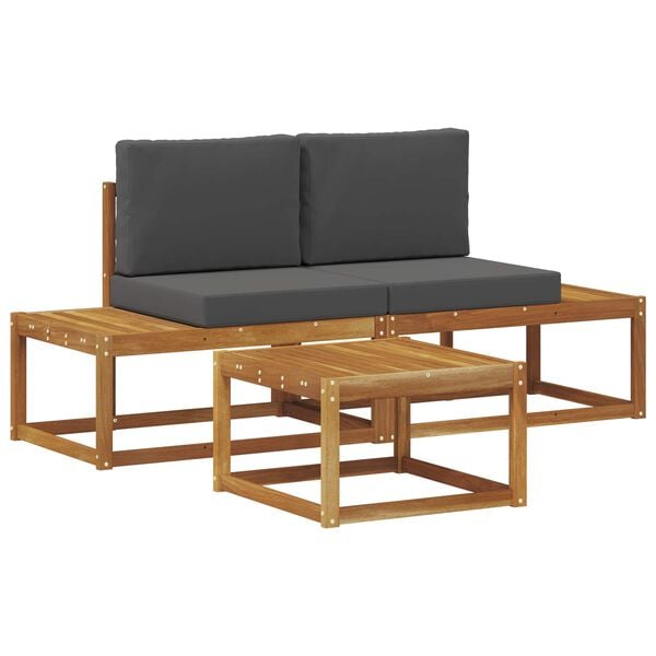 vidaXL Zunanja garnitura za sedenje z blazino 3 pcs Naravna